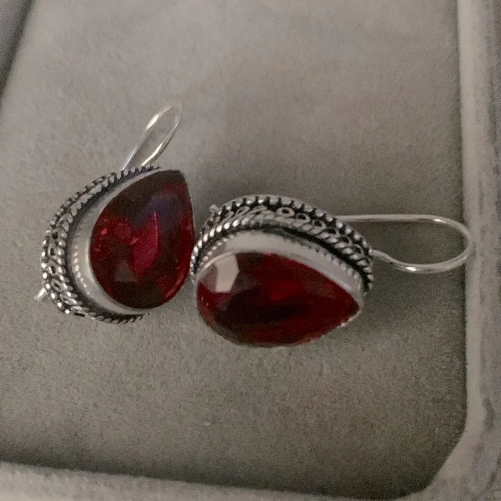 Classy red quartz artisan handcrafted earrings